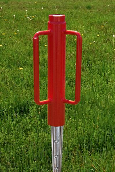 Post driver for vineyard post.